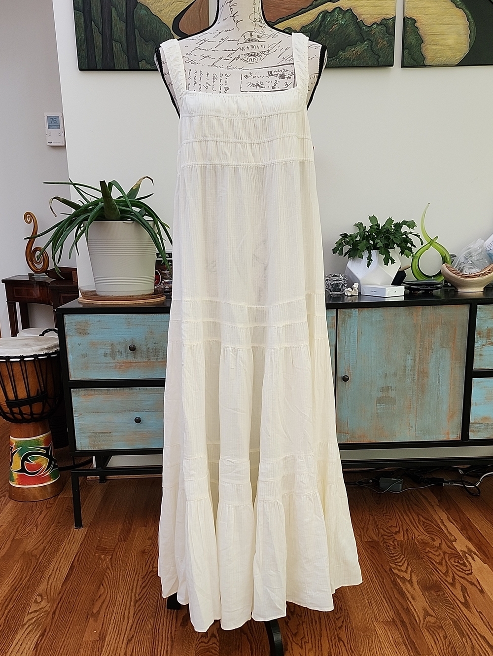 J. Crew Ivory Airy Gauze Tiered Maxi Dress - NWT